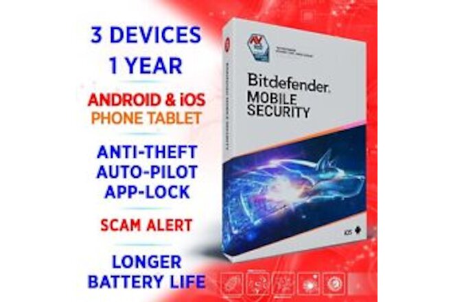 Bitdefender Mobile Security for Android & iOS 3 devices 1 year, Activation key