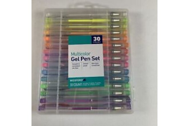 Wexford Multicolor Gel Pen Set New 30 Count Set In Plastic Case