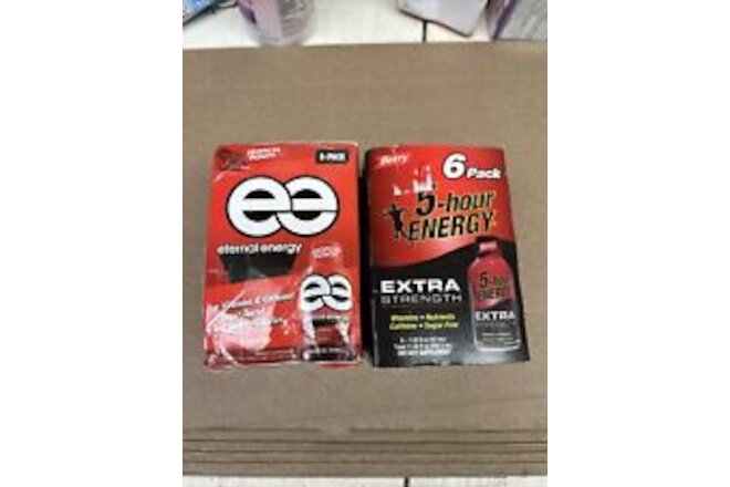 Lot Of 1) 5 Hour Energy Extra Strength 6 Pack And 1) Eternal Energy 6 Pack Read.