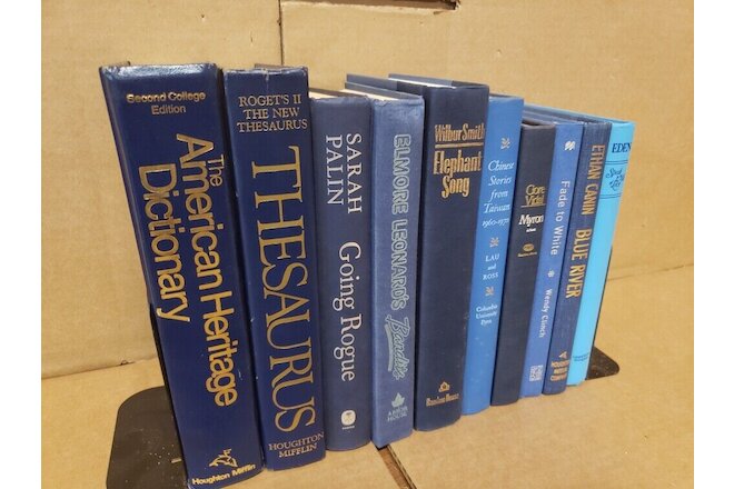 Lot of 6 Hardcover BLUE NAVY AQUA TEAL Shades Books for Staging Prop Decor
