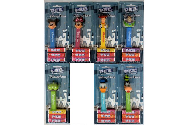 Disney Parks Exclusive Pez Lot of 7 Mint On Cards & Ready to Ship Mickey,Minnie+