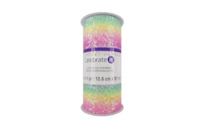 5 3/8” Encrusted Glitter Ribbon by Celebrate It™ Color Rainbow