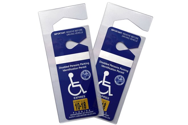 4pc Handicap Parking Placard Holders - Rear View Mirror Disability Permit Hanger