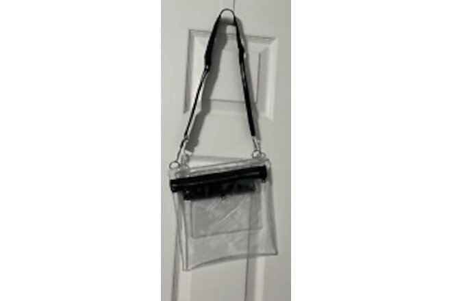 Clear Stadium Approved Bag w Clear Inner Pocket & Black Accents Adjustable Strap