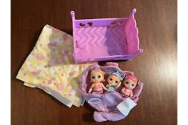 Baby Born Surprise Mini Babies Series 2 Crib Seashell Jelly Triplets Mini Doll