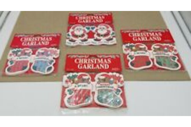 Set of 4 PAPEL Paper Christmas Garland Beary Merry Christmas Santa 9' Each