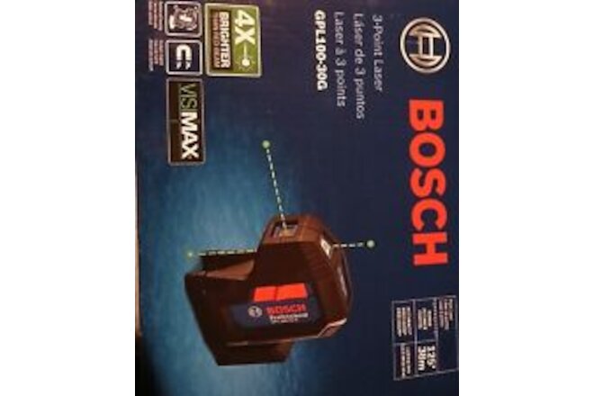 Bosch 3-Point Laser GPL100-30G 125' Range Includes Case & 2 AA Batteries NEW