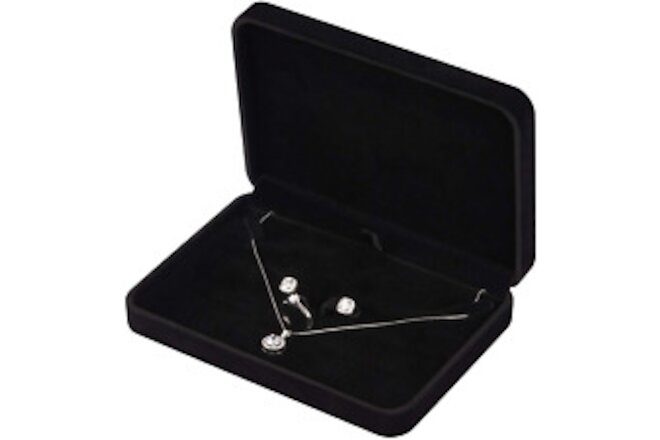 Large Velvet Jewelry Set Box, Big Necklace and Ring Earring Pendant Gift Box, Pe