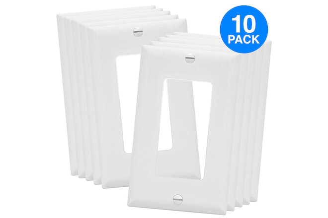 Unbreakable Decorator Outlet / Switch Wall Plate Cover White - 1 Gang (10 Pack)