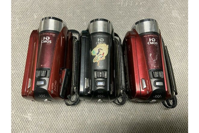 Lot of 3 Canon VIXIA HF R20 HD Camcorders - For Parts
