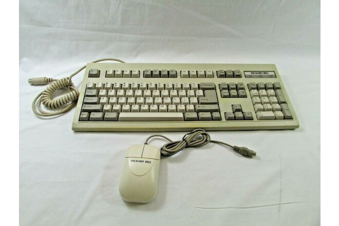 Vintage Packard Bell Wired PS/2 Keyboard & Mouse Metal Bottom