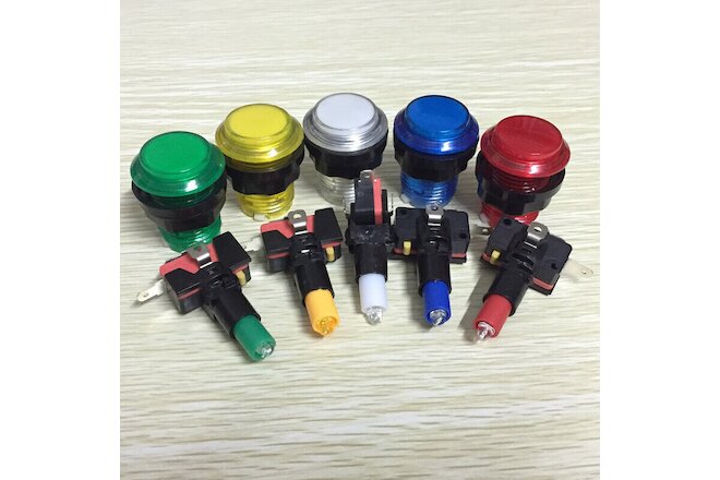 5pcs Arcade Game LED Buttons DC 5V And 12v Illuminated With Microswitch For MAME