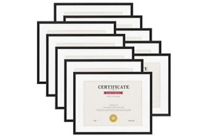 10Pack 8.5x11 Picture Frame with Mat, 11x14 Matted to 8.5 x 11 Certificate Di...