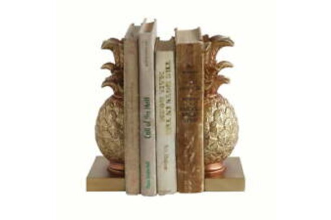 Pineapple Shaped Gold Resin Bookends (Set of 2 Pieces)