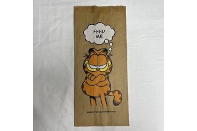 1978 Garfield the cat Paper Lunch Bag Feed Me Vintage Collectible UNUSED