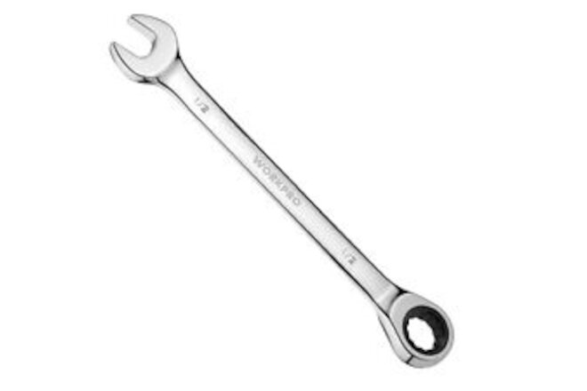 WORKPRO 1/2" Ratcheting Combination Wrench SAE 12-Point Design, 15-Degree Offset