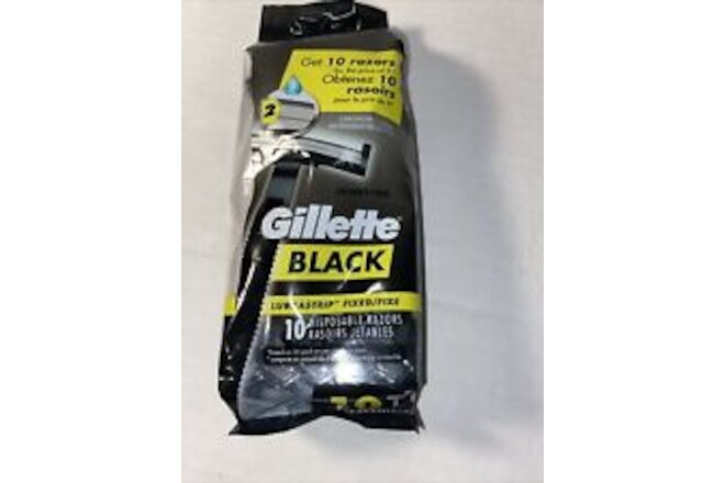 Gillette Black Lubrastrip Fixed Disposable Razors 10 Total Razors