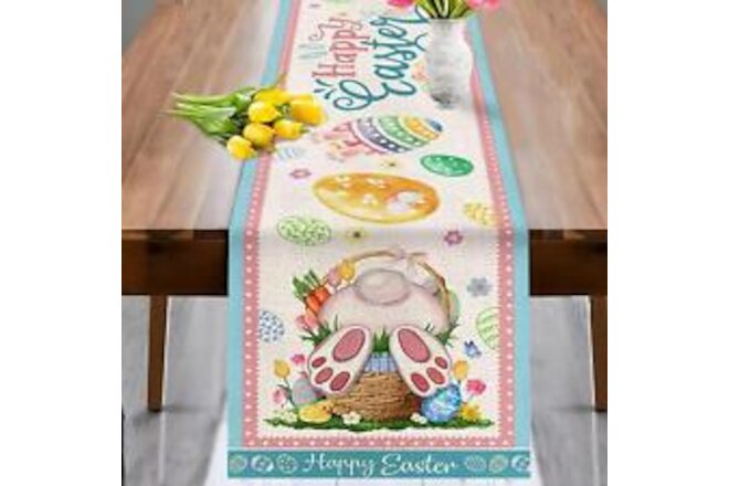 Easter Table Runner, Happy Easter Table Runner 72 Inch, Bunny Dresser Scarves Fo