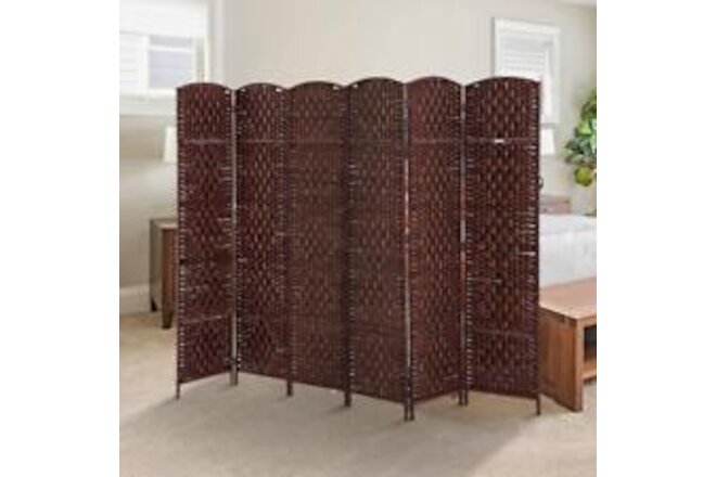 HOMCOM Room Divider Privacy Screen Folding Casual Cottage Rustic Chestnut Brown