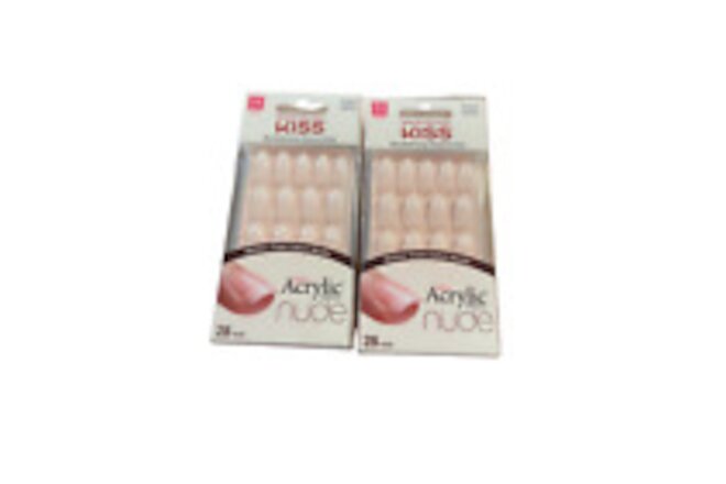 Lot of 2 Kiss Salon Acrylic French Nails Medium Length SENSIBILITY 70909 KAN06