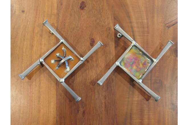 RARE Ron Schmidt Metal Nail Sculptures; 2011, Signed, Set of Two, Pristine