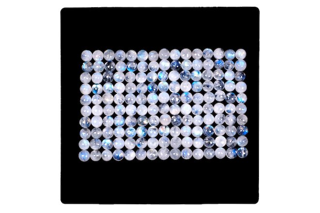 150 Pcs Natural Moonstone Blue Shines 5mm Round Cabochon Untreated Gemstones Lot