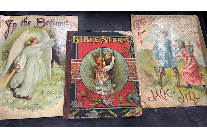 Antique Children’s Books LOT OF 3, Beautiful Vintage ILLUSTRATIONS