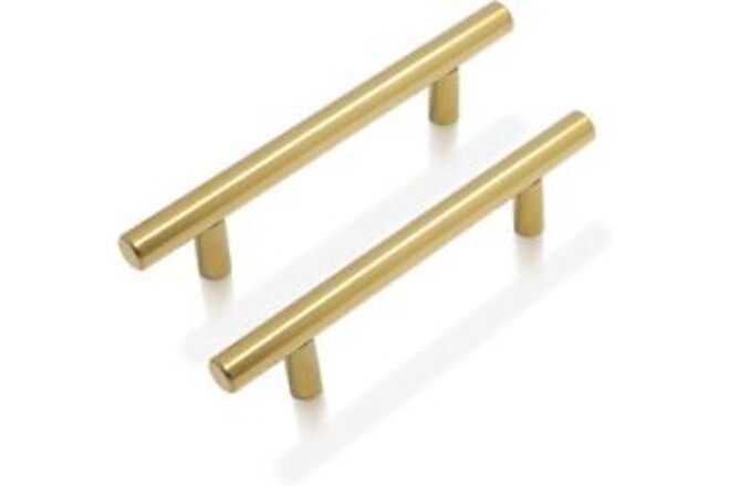 20PK 3-3/4" Holes Brushed Gold Finish Cabinet Handles Kitchen Drawers Pulls