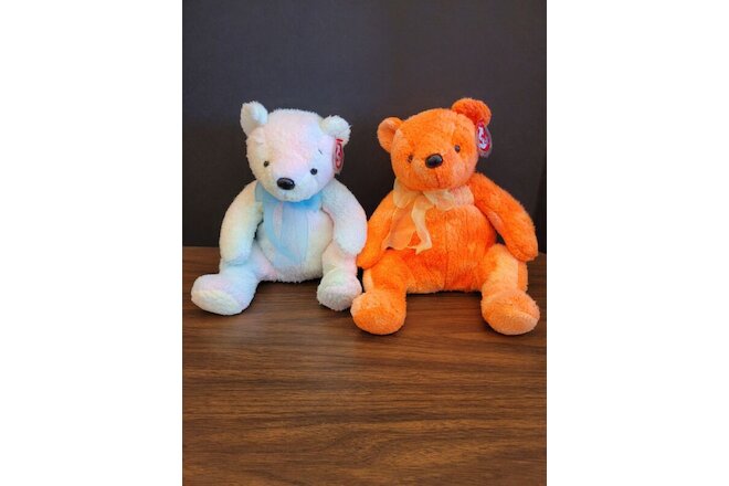 LOT of 2 TY Beanie Buddies 2001 TANGERINE and MELLOW 10-inch Stuffed Animal Toys
