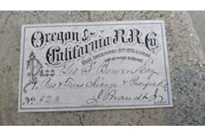 OREGON & CALIFORNIA RAILROAD COMPANY 1876 PASS BEAUTIFUL GRAPHICS