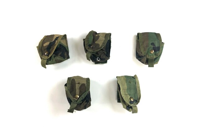 5 Woodland Hand Grenade Pouch, Army BDU Camo Military MOLLE USGI Pouches DEFECT