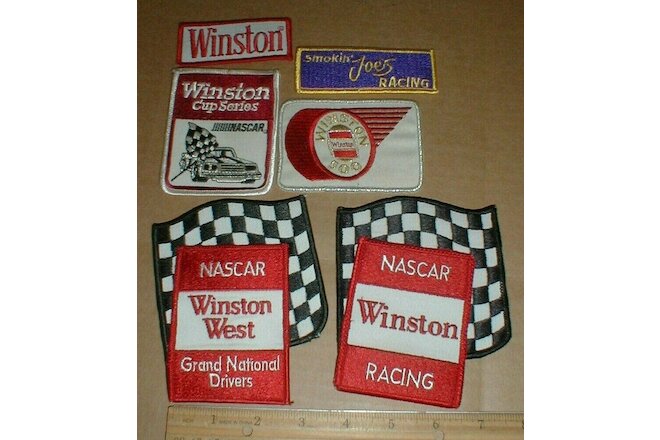 Winston Drag Racing Smokin Joes Hat jacket 6 Old vintage embroidered Patch lot