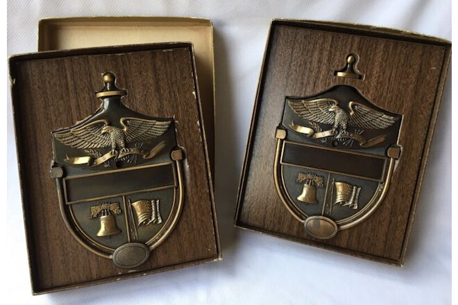 Vintage Pair of Eagle Bicentennial Brass Door Knockers, New in Boxes