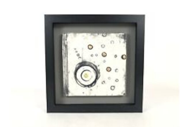 Abstract 80's Modern Studio Art NOS Framed Wall Square Pottery Tile Steve Savage