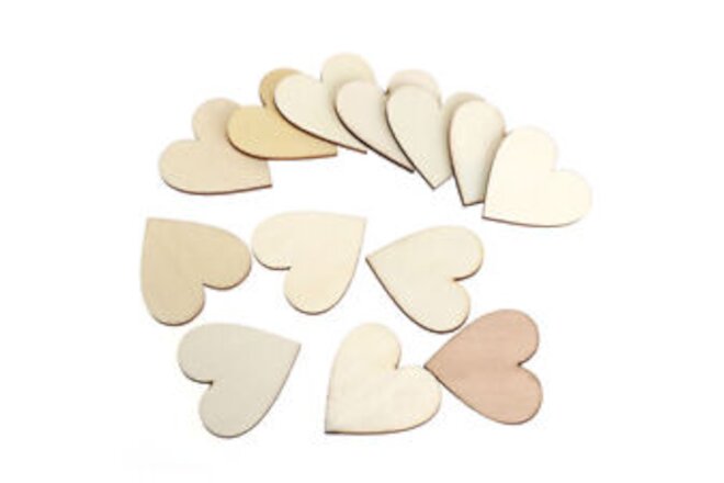 100Pcs Wooden Love Heart Shape Embellishment Plaques Wedding Craft 20/30/40mm 12
