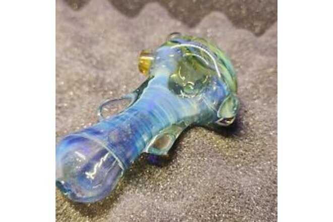 "BeerGlass" 4-inch Boro-Glass Cobalt Blue Chaos Tobacco Pipe Signed By Artist