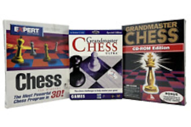 Lot of 3 Vintage 90s Chess Computer PC Software New Sealed Big Box