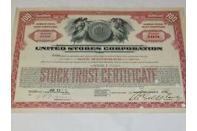 United Stores Corporation Stock certificate 1937 100 Shares