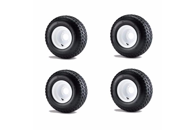 Set of 4 Golf Cart 18x8.50-8 6 Ply Traction Tires mounted on 8" White Wheels