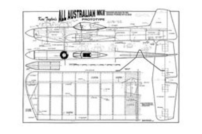 All Australian MK2 Control Line Sport 55" Model Airplane Printed Plans Templates