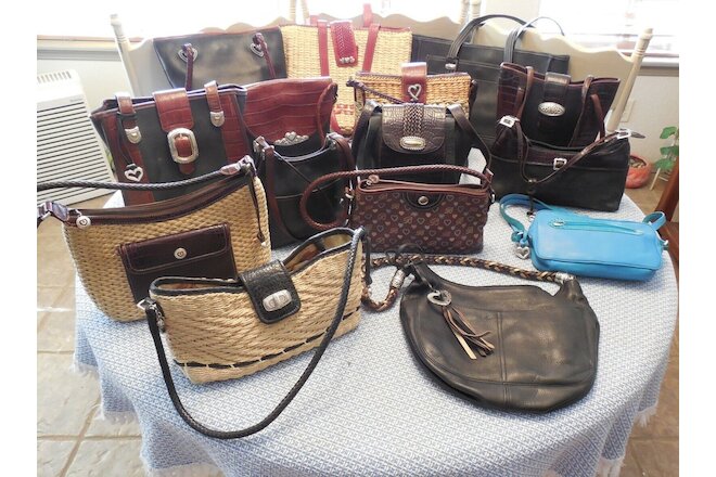 BRIGHTON HANDBAG LOT OF 15 VINTAGE TO NOW SEVERAL NEVER USED ALL IN GREAT COND!