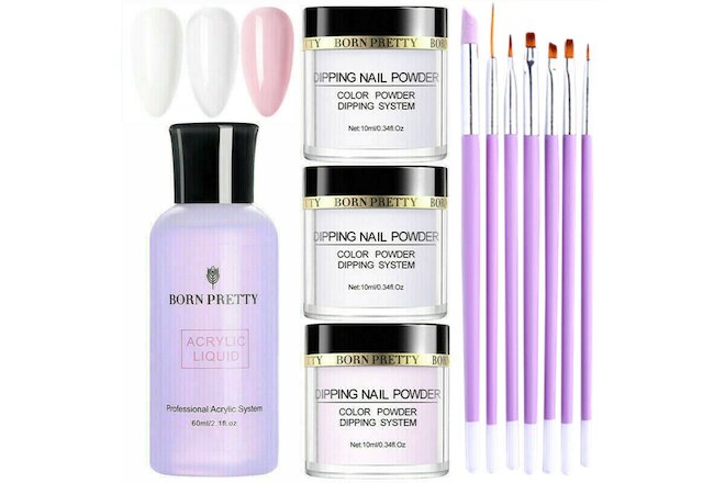 11Pcs/Set BORN PRETTY White Pink Clear Polymer Acrylic Powder Nail Brushes Kit