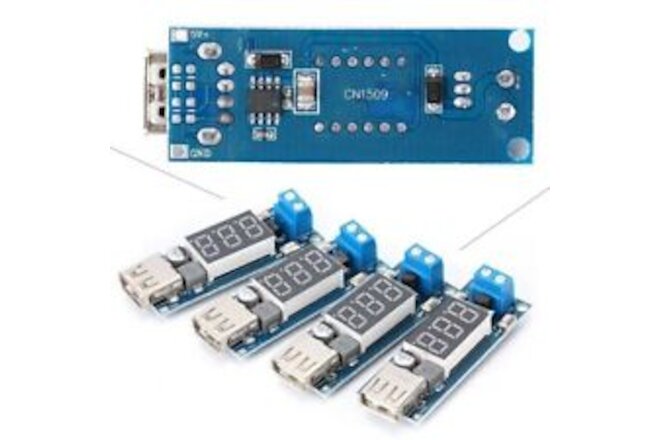 DC4.5-40V to 5V Step Down Voltmeter Buck Converter Module LED USB Charger Set