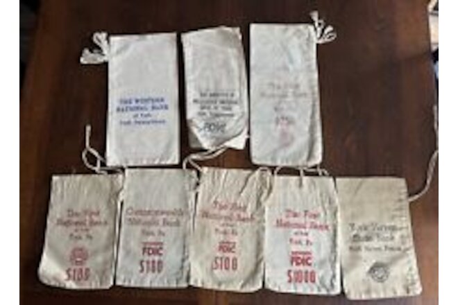 Lot of 8 Vintage First National Bank Of York EMPTY MONEY BAGS York Haven