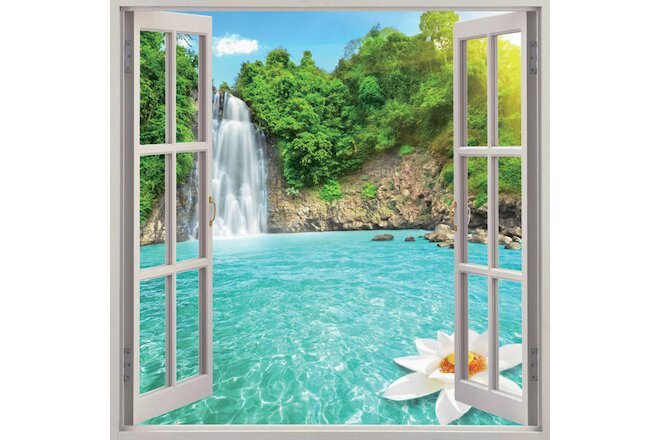 Waterfall 3D Window View Removable Wall Art Sticker Vinyl Decal Home Decor Mural