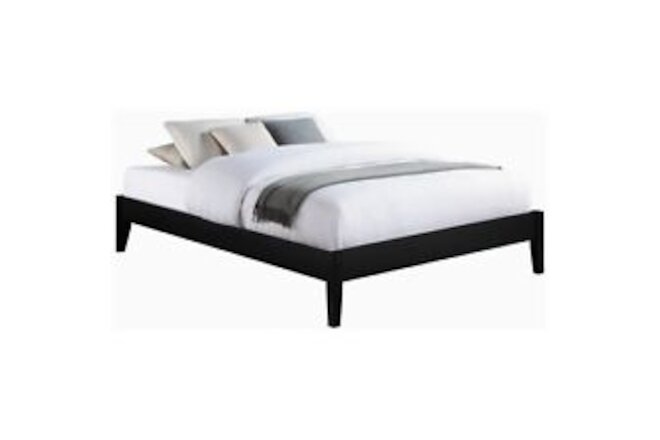 Cavi Modern Low Profile Platform Queen Size Bed Panel Sides Slats Black- Saltoro