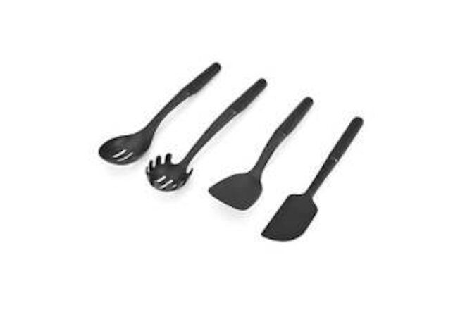 Plastic Kitchen Utensil Set Includes Spoon, Turner, Pasta Fork, and Spatula,A