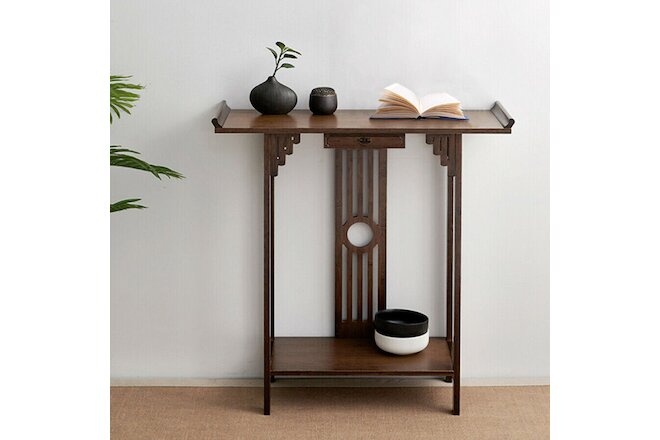 Chinese Style Vintage Console Table Sofa Side Accent Table Entryway Bottom Shelf