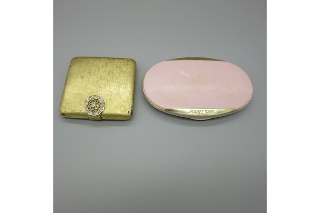 Vintage Make-up Compacts with Mirror Mary Kay and Avon Pink Gold-tone (2)