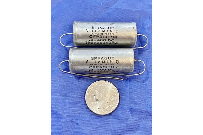 Pair of Vintage Hard-To-Find Sprague 196P Vitamin Q Capacitors .3µF 400V, +/-10%